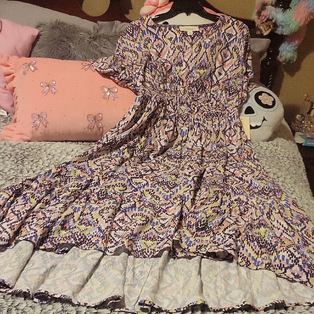 NWT Nurture Colorful Patterned Maxi Dress